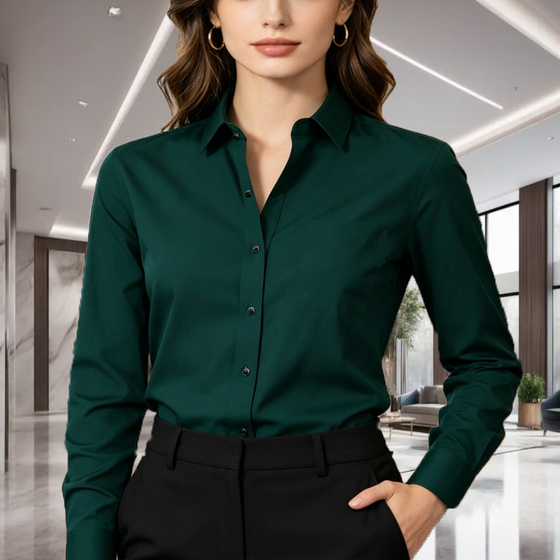 Men Formal Office Wear Shirts - 1PC Unisex Solid Color Long Sleeve