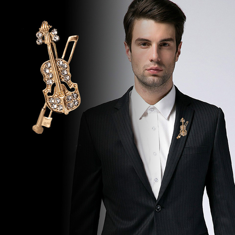 Crystal Violin Brooch Jewelry  - Tuxedo Lapel Pin 评论和价格