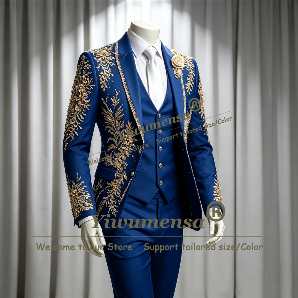 Luxury Crystals Beadwork Suit  - Men Formal Wear Wedding 评论和价格