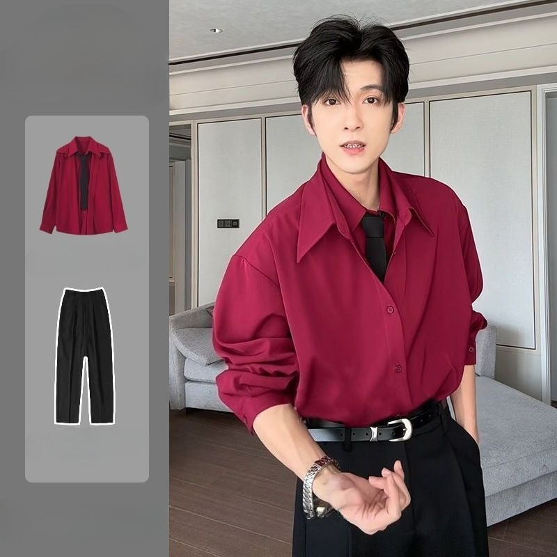 Men's Patchwork Long Sleeve Sh - Men Formal Office Wear Shirts 评论和价格