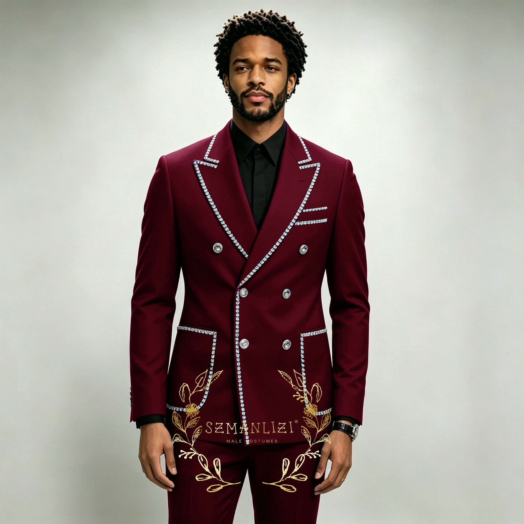 Luxury Men's Suits 2 Pieces Ro - Men Formal Wear Wedding 评论和价格
