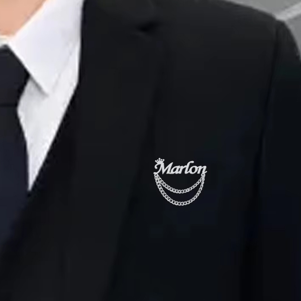 Personalized Name Brooch Custo - Tuxedo Lapel Pin 评论和价格