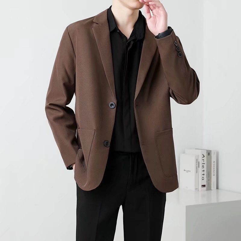 Spring Brown Black Blazer Men  - Men Formal Wear Brown 评论和价格