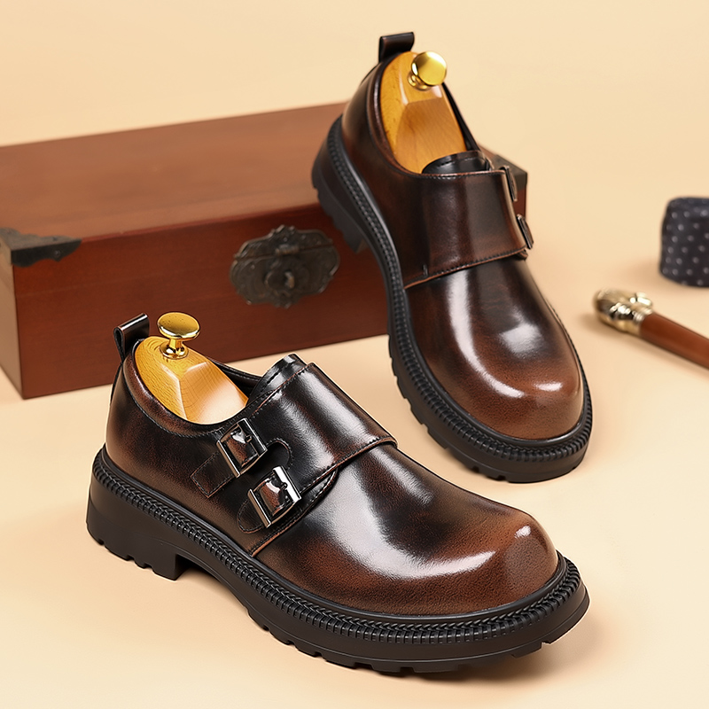 Retro Brown Men's Leather Casu - Men Formal Wear Brown 评论和价格