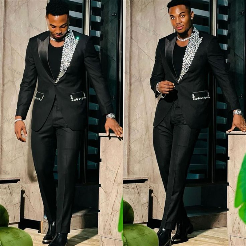 Crystals Formal Men Suit Set 2 - Men Formal Wear Wedding Guest 评论和价格