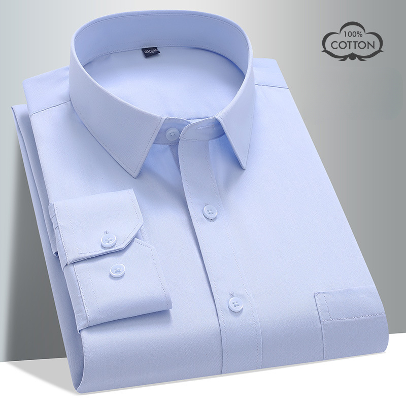 8XL 100 Cotton Long Sleeve Shi - Men Formal Office Wear Shirts 评论和价格