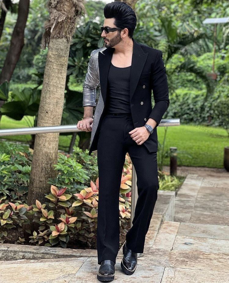 Black Men Suits Set 2 Pieces C - Men Formal Wear Wedding Guest 评论和价格