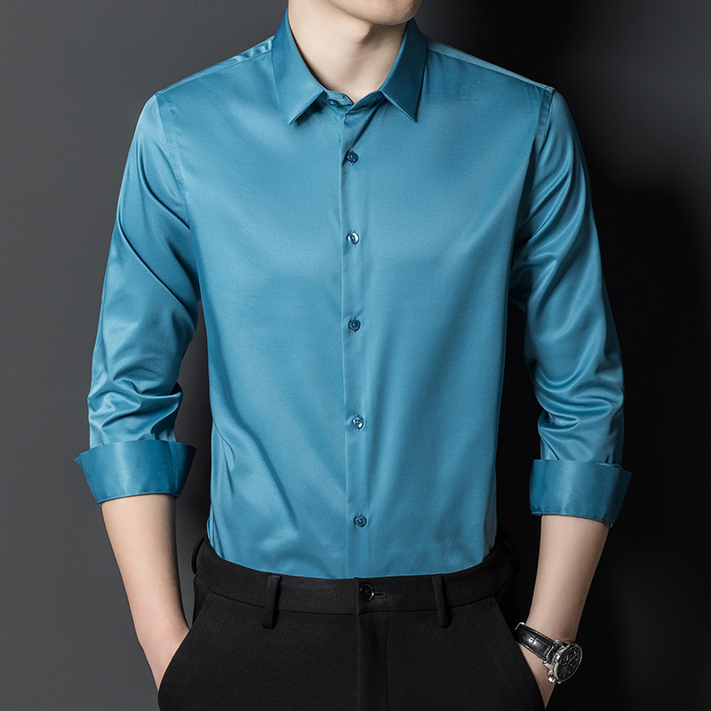 Men's Mulberry Silk Shirt Clas - Men Formal Office Wear Shirts 评论和价格