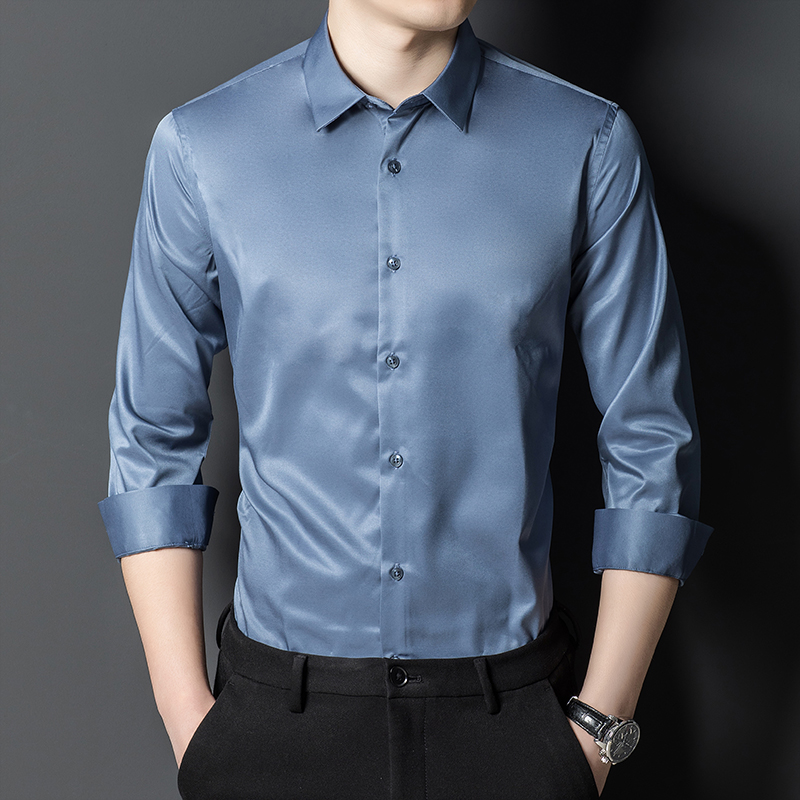 Men's Mulberry Silk Shirt Clas - Men Formal Office Wear Shirts 评论和价格