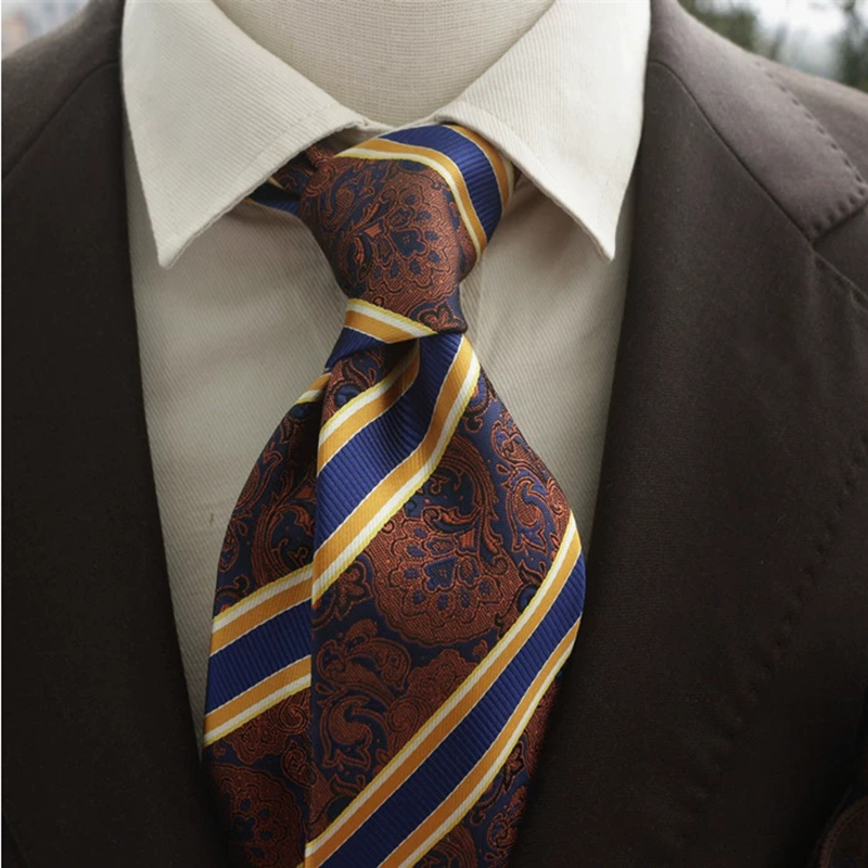 New Trendy Navy Brown Neckties - Men Formal Wear Brown 评论和价格