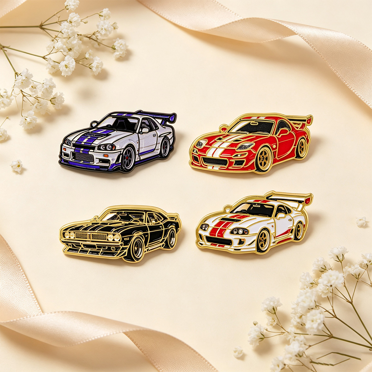 4pcs/set Racing Cars Brooch fo - Tuxedo Lapel Pin 评论和价格