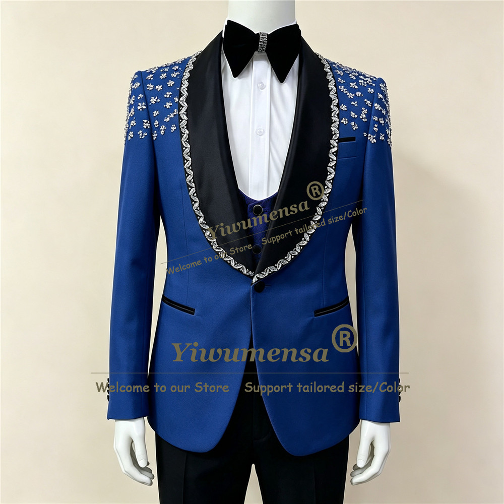 Luxury Diamond Beaded Men's Su - Men Formal Wear Wedding 评论和价格