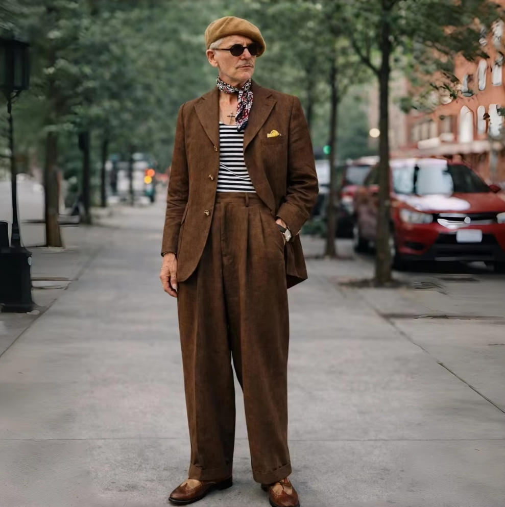 Brown Linen Men Suits 2 Pieces - Men Formal Wear Brown 评论和价格