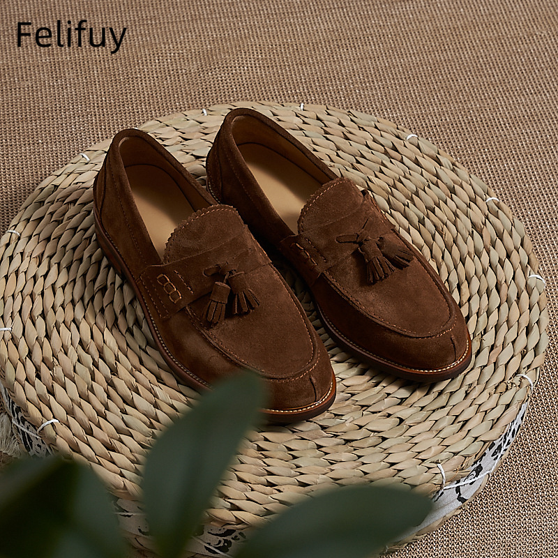 New Brown Men Flat Loafers Cow - Men Formal Wear Brown 评论和价格