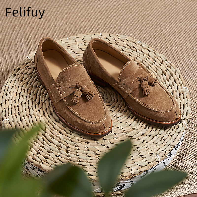 New Brown Men Flat Loafers Cow - Men Formal Wear Brown 评论和价格