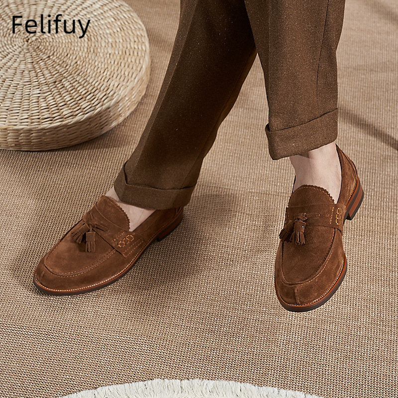 New Brown Men Flat Loafers Cow - Men Formal Wear Brown 评论和价格