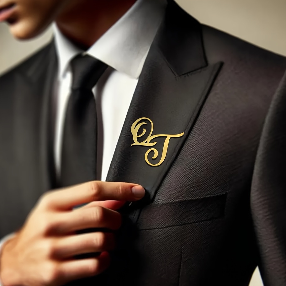 Custom Monogram Initial Name S - Tuxedo Lapel Pin 评论和价格