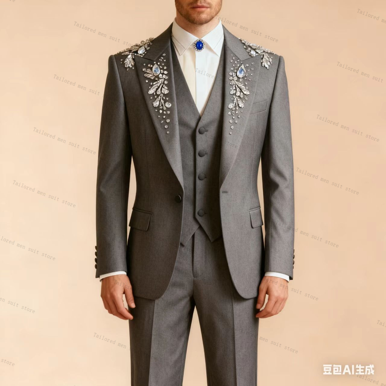 Green Men Suits Pants Set 3 Pc - Men Formal Wear Wedding Guest 评论和价格
