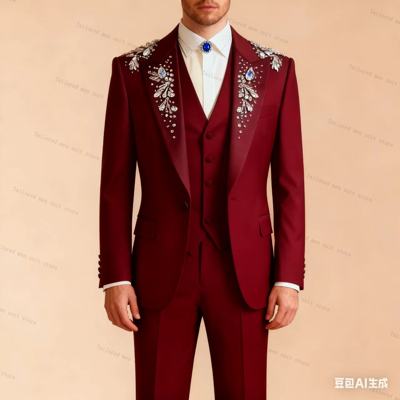 Green Men Suits Pants Set 3 Pc - Men Formal Wear Wedding Guest 评论和价格