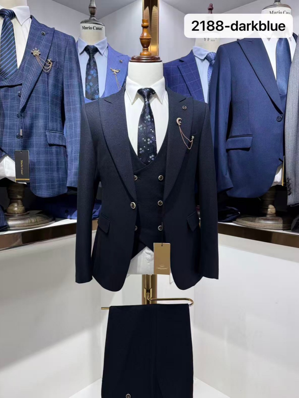 Dark Blue Men's Formal Suit Se - Men Formal Wear Wedding Guest 评论和价格