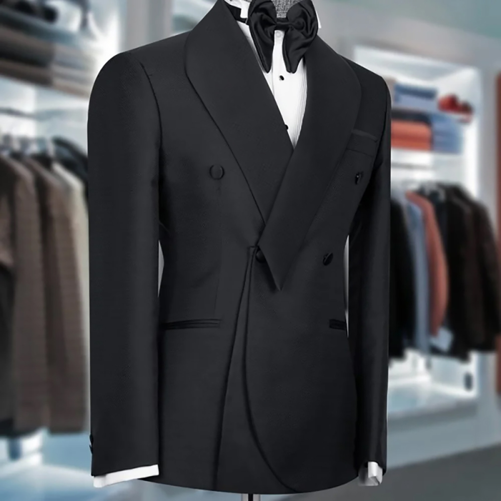 Black Suits For Men Shawl Lape - Men Formal Wear Wedding 评论和价格