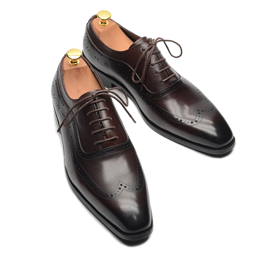 Luxury Mens Wingtip Oxford Dre - Men Formal Wear Brown 评论和价格