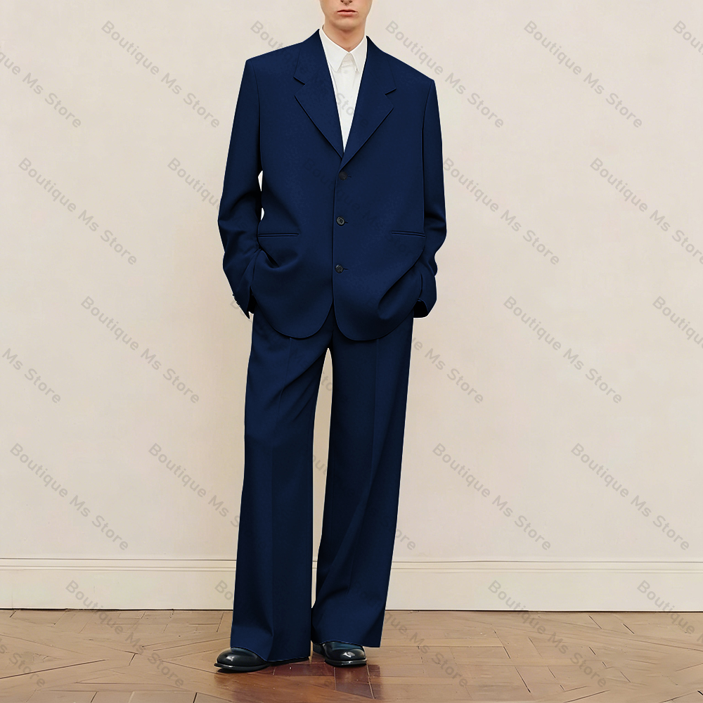 Men's Black Oversized Suit Set - Men Formal Wear For Wedding 评论和价格