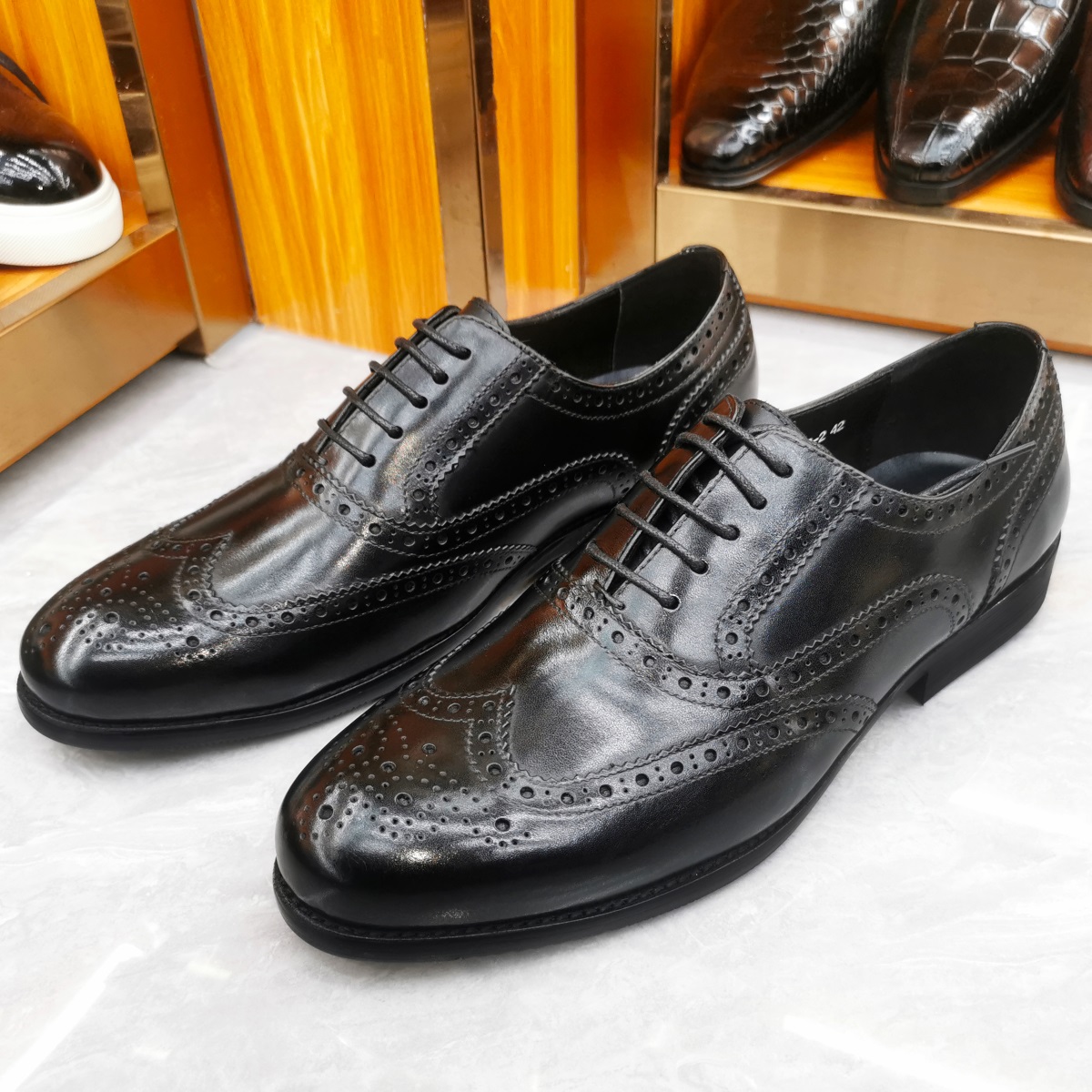 Luxury Men's Dress Shoes Genui - Men Formal Wear Brown 评论和价格