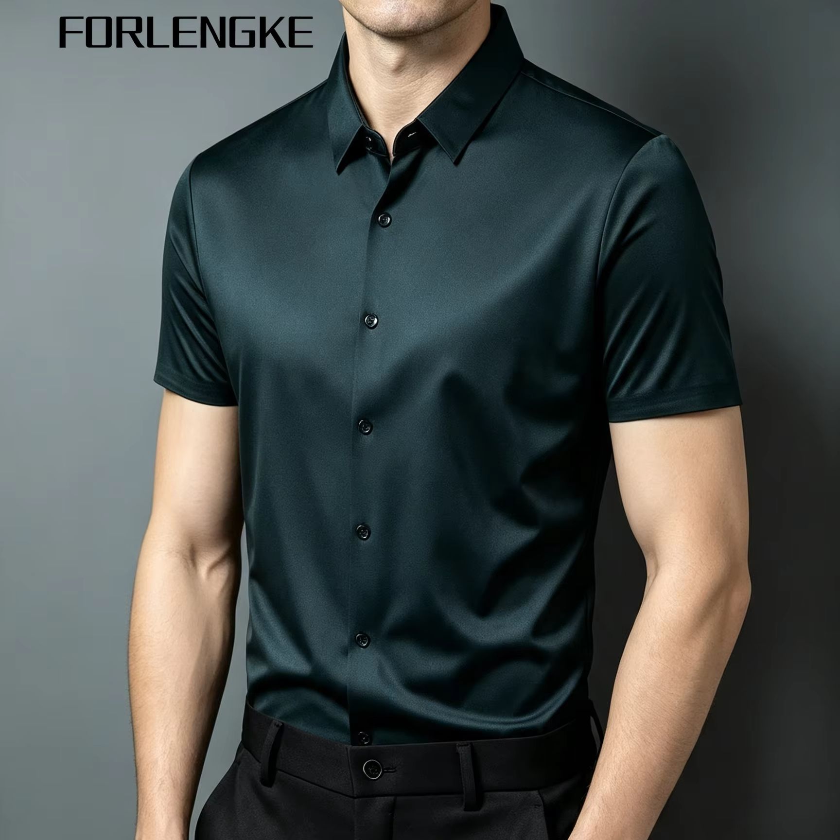 FORLENGKE Men's Business Solid - Men Formal Office Wear Shirts 评论和价格