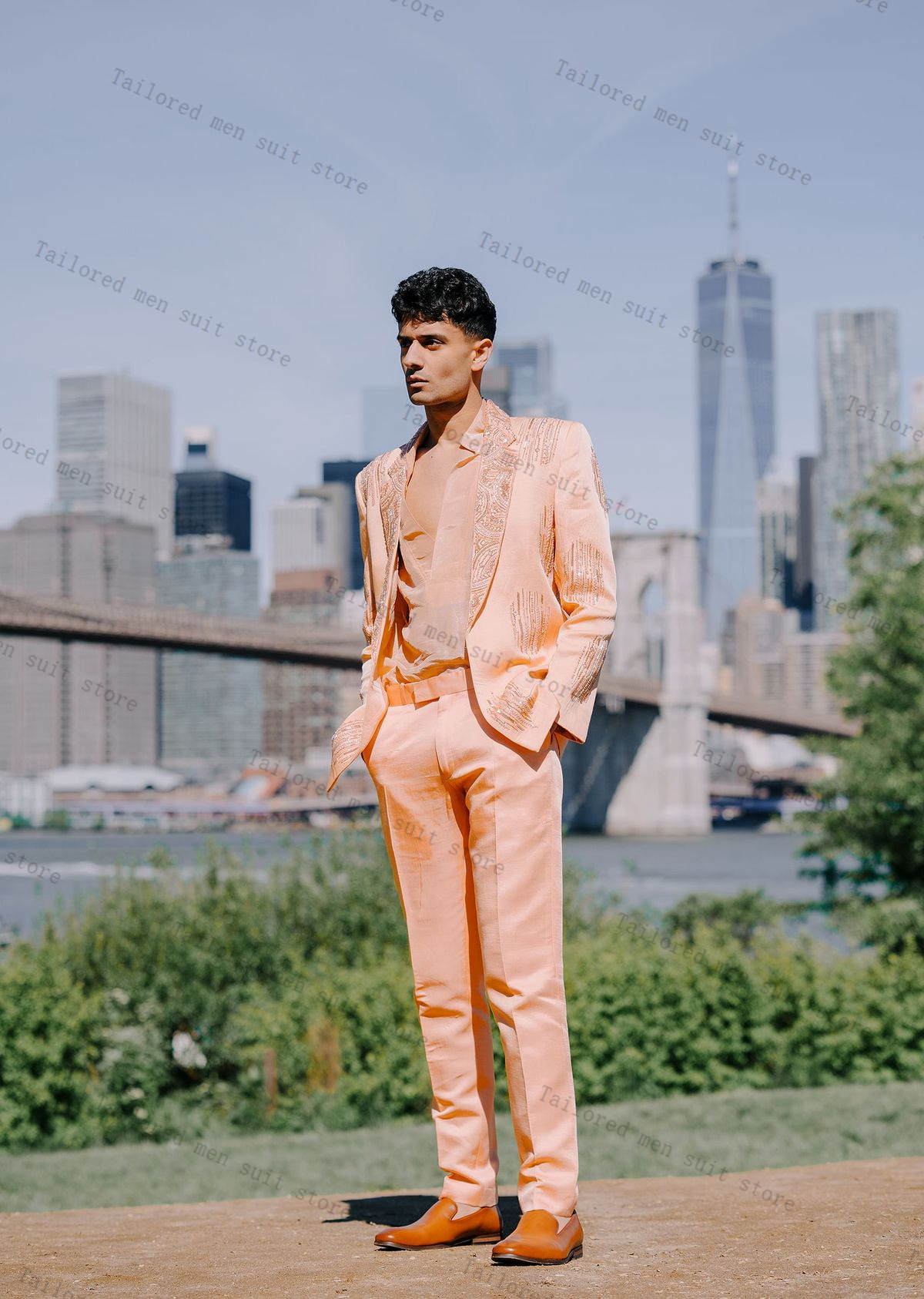 Luxury Crystals Men Suits Set  - Men Formal Wear Wedding Guest 评论和价格