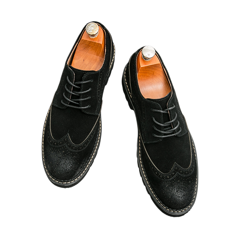 Men's Brown Suede Brogue Oxfor - Men Formal Wear Brown 评论和价格