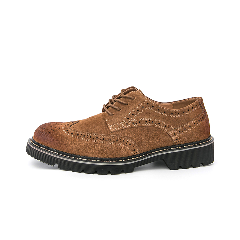 Men's Brown Suede Brogue Oxfor - Men Formal Wear Brown 评论和价格